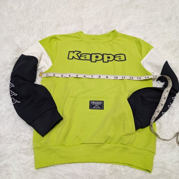 Kappa Unisex Crew Neck Lime Yellow Pullover Loopknit with logo Sweatshirt NWOT - Picture 8 of 8